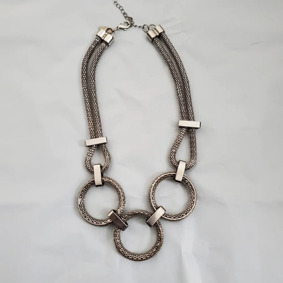 Women's New York & Company Silver 3 Ring Statement Necklace - Picture 7 of 12